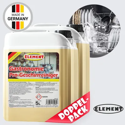 Produktbild von Element Geschirrreiniger für gewerbliche Spülmaschinen | 10 L | flüssig | 2 Kanister 5 Liter |Maschinenspülmittel Profi | Geschirrspülmittel Gastro
