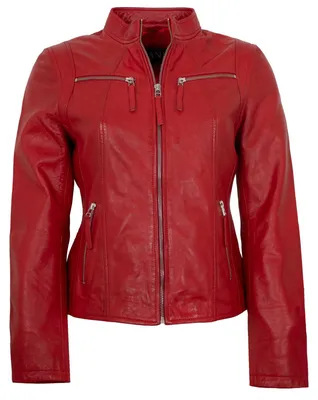 Produktbild von Jilani Collection - Damen Lederjacke Lammnappa rot : 38