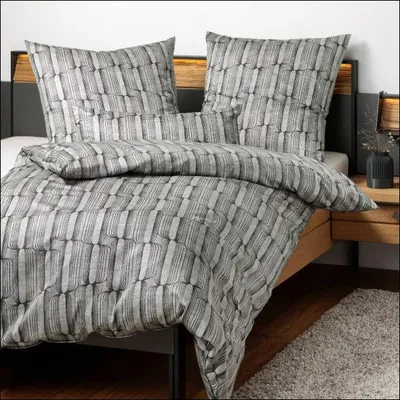 Produktbild von Bettwäsche Milano in 155x220+80x80 cm 45121-08 anthrazit silber