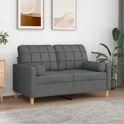 Produktbild von Möbel Zierkissen 2 Stk. Dunkelgrau Ø15x50 cm Stoff - Sitzkissen 349502