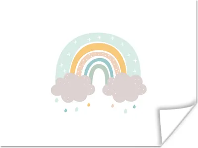 Produktbild von MuchoWow® Poster Regenbogen - Wolken - Regen - Kinder - Pastell 40x30 cm - Plakate für die Wände - Poster Wohnzimmer