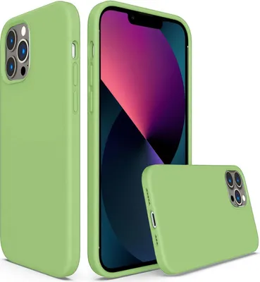 Produktbild von Conie TPU Schutzhülle für iPhone 13 Pro Max Tasche Case Cover Bumper Silikon Mikrofaser Inlay Hülle in Grün matt