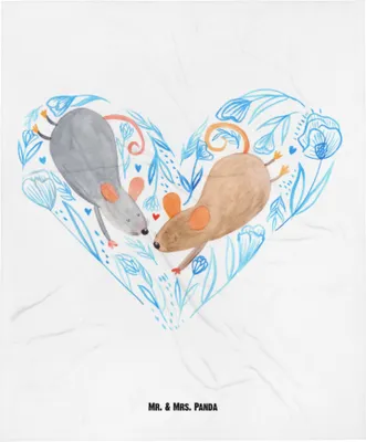 Produktbild von Mr. & Mrs. Panda Fleecedecke Mäuse Herz - Weiß - Geschenk, Liebe, Plaid, Freundin, Kinderdecke, für Immer, Babydecke, Hochzeit, Schlummerdecke, Maus, Schmusedecke
