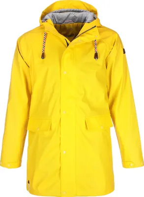 Produktbild von FRIESEN Friesennerz Herren Regenjacke "Kein Wasser, Mann!" II mit Innenfutter - Regenmantel Outdoor Jacke mit Kapuze wasserdicht und waschbar in Gelb Größe XL