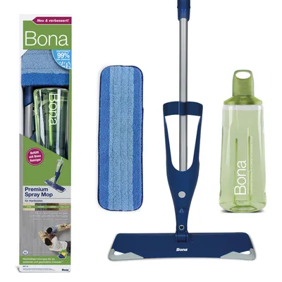 Produktbild von Bona Premium Spray Mop mit 850 ml Reinigungsmittel für Hartböden, nachfüllbare Kartusche, inkl. Mikrofaser-Reinigungspad