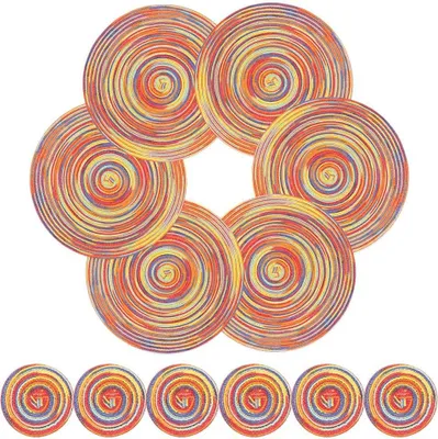 Produktbild von Runde Tischsets, hitzebeständig, abwaschbar, 8er-Set Platzsets und Untersetzer für den Esstisch in der Küche (rot gefärbt)