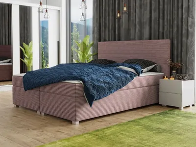 Obrázok produktu pre Americká manželská posteľ s vysokým čelom 160x200 PITEA - ružovošedá + topper ZDARMA