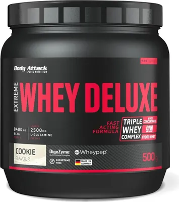 Produktbild von Body Attack Extreme Whey Deluxe 500g Cookie
