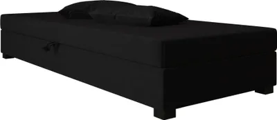 Produktbild von Pilloline Boxspringbett IVO 120x195 Komplett-Set mit Bonell Matratze, Polsterbett mit Bettkästen - Schwarz, SAWANA 14
