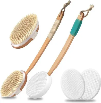 Produktbild von Famanu Rückenbürste mit langem Handgriff, Lotionapplikator mit 2 Aufsatzpads - Creme
