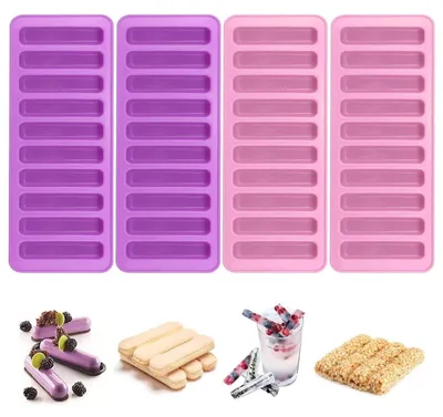 Obrázek produktu pro Silikonová forma na müsli tyčinky, 4 kusy, 10 výlepků na formu, obdélníková, vhodná pro styk s potravinami, bez BPA