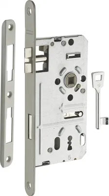 Image de Serrure encastrable à clé pour porte de chambre, gauche, axe 55mm, bouts ronds, 1 clé - THIRARD