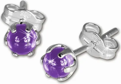 Produktbild von SilberDream Ohrstecker für Damen 925 Silber lila Kugel Ohrringe 4mm SDO533V
