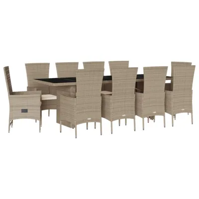 Produktbild von vidaXL 11-tlg. Garten-Essgruppe mit Kissen Beige Poly Rattan