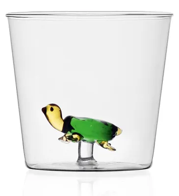 Zdjęcie produktu dla Szklanka Ichendorf Milano "Schildkröte" – szkło borosilikatowe – nowoczesny włoski design – szklanka z motywem zwierzęcym – 8 x 8,5 cm