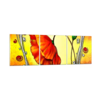 Produktbild von Bilder auf glas - Blume linien markierungen - 90x30cm - Glasbilder - Wandbilder - Kunstdruck - zum Aufhängen bereit - Wanddekoration aus Glas - Glas Bilder - Wandbild auf Glas - GCA90x30-0815