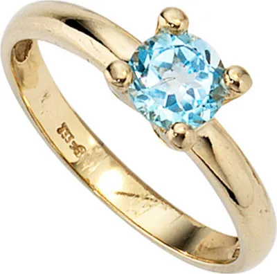 Produktbild von JOBO Damen Ring 333 Gold Gelbgold 1 Blautopas Goldring Größe 56