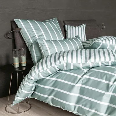 Produktbild von Janine Mako-Satin Bettwäsche modern classic Kissenbezug einzeln 80x80 cm salbeigrün