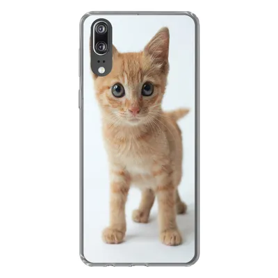 Produktbild von MuchoWow® Handyhülle Schutzhülle Hülle für Huawei P20 Katze - Rot - Kätzchen - Mädchen - Kinder - Jungen - Kind Silikon Softcase Handy Hülle - Hardcover