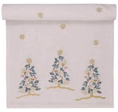 Produktbild von Greengate Lucie Xmas Tischläufer bestickt white 140xx45cm