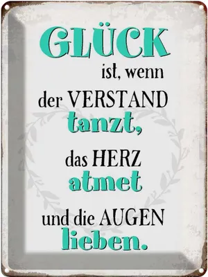 Produktbild von vianmo Blechschild 40x30 cm Glück ist wenn Verstand tanzt Spruch Zitat