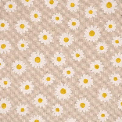 Produktbild von Dekostoff Meterware Daisy Sweet Garden Gänseblümchen natur weiß 1,40m