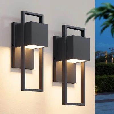 Außenwandlampe 16 W LED, 3000 K warmweiß, 2er-Set, Anthrazit