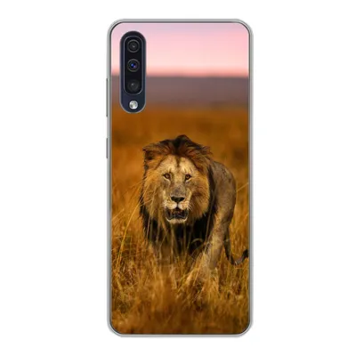 Produktbild von MuchoWow® Handyhülle Schutzhülle Hülle für Samsung Galaxy A30s Löwe - Savanne - Gras Silikon Softcase Handy Hülle - Karteninhaber