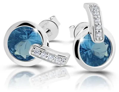 Produktbild von Charmante Silberohrringe mit Zirkonen und Aquamarin M21063