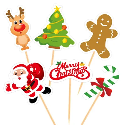 Cupcake-Topper 60 Stück, Weihnachtsmotive, Kuchen-Deko