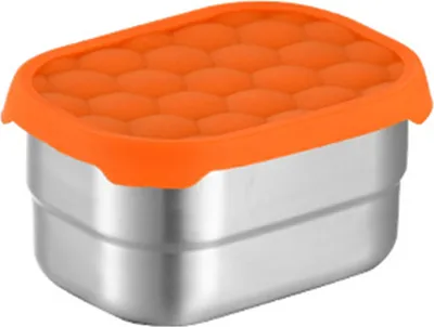 Produktbild von Snackbehälter aus Edelstahl für Kinder, auslaufsicherer Lebensmittelbehälter für Kleinkinder mit Silikondeckel, stapelbare Lunchbox aus Metall für Schule und Kindertagesstätte