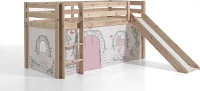 Produktbild von Spielbett Pino inkl. Rutsche mit Textilset Vorhang "Birdy"