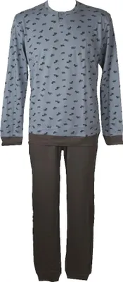 Produktbild von Herren Pyjama Baumwolle Interlock Langarm Henley Hals RAGNO SPORT Artikel N26211, Taglia 54, Cotone 100%