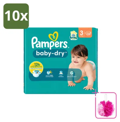 Zdjęcie produktu dla 10 sztuk pieluch dla niemowląt Pampers Baby-Dry, rozmiar 3 (6-10 kg) - opakowanie ekonomiczne