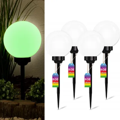 Produktbild von LUMILED 4er Set Solar LED Kugelleuchte für außen Garten mit Erdspieß RGB Mehrfarbig ∅15 IP44 Kugel Gartenleuchte Außenleuchte Stehleuchte Wegeleuchte