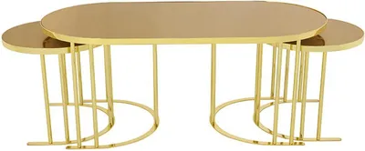 Produktbild von Set 3x Couchtisch Gold Kaffeetisch Beistelltisch Designer Wohnzimmertisch Tische