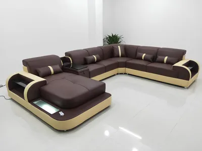 Produktbild von Ledersofa Design Sofa U Form Wohnlandschaft Couch Polster Ecksofa Garnitur Neu