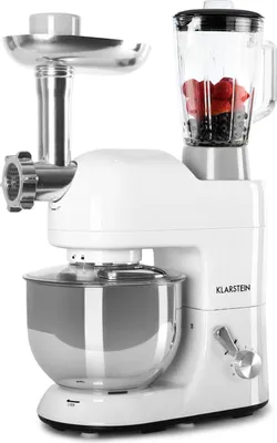 Produktbild von Klarstein Knetmaschine Küchenmaschine mit Fleischwolf, 2000W Teigmaschine Klein, 6 Stufen, Schneebesen Rühr- & Knethaken, Planetenrührwerk, Rührmaschine mit Mixer, Küchenmaschinen mit 5L Schüssel