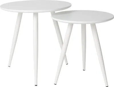 Produktbild von Housecraft Living Gebets Beistelltisch Rund Holz Weiß - 2er-Set