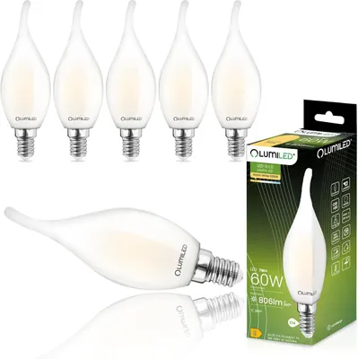 Zdjęcie produktu dla 6x Żarówka LED E14 Świeczka BA35 7W = 60W 806lm 3000K Ciepła 360° LUMILED