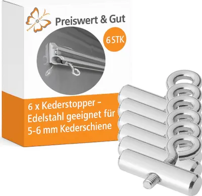 Produktbild von 6x Kederstopper aus Edelstahl – Kederleiste Haken & Markisenhaken für Kederschiene Ø5–6mm | kein Verrutschen