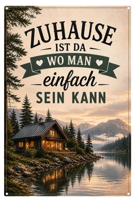 Produktbild von Blechschild 20x30cm Zuhause ist da wo man einfach sein kann Schild Metallschild Spruch Wanddeko Wohnzimmer AstraDesign
