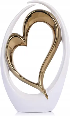 Productafbeelding van Beeldje Gouden Hart Wit Porselein Decoratie Decoratie Cadeau voor Vrouw