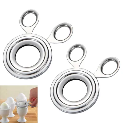Produktbild von 2er-Set Edelstahl-Eierschneider, Eierschalen-Schneider, für weich- und hartgekochte Eier, Eieröffner, für Küche, Frühstück, Backen und Desserts