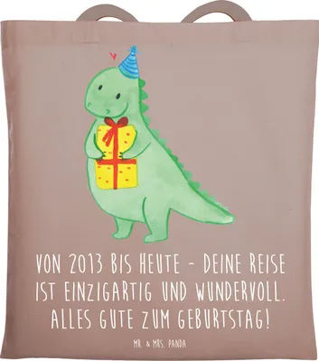 Produktbild von Mr. & Mrs. Panda Einkaufstasche 2013 Geburtstag - Braun Pastell - Geschenk, Happy Birthday, Geburtsjahr, besonderer Tag, Jahrgang, Shopping Tasche, Geburtstagsgeschenk