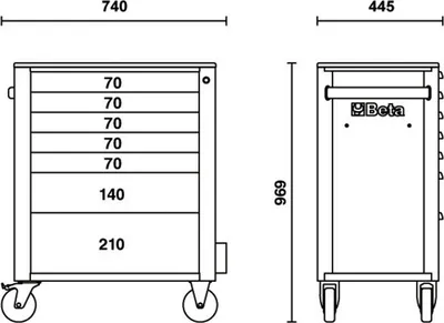 Produktbild von BETA RSC24/7 Mobile Rollenkabine mit 7 Schubladen