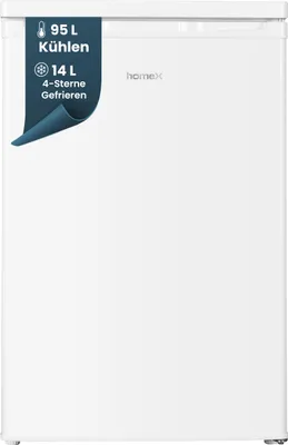 Produktbild von homeX Kühlschrank mit Gefrierfach klein, Mini Kühl-Gefrierkombination - 109 Liter, freistehend, weiß, CS1091E-W