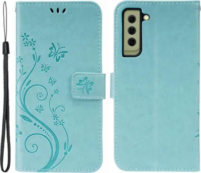 Produktbild von Samsung Galaxy S21 FE Hülle - Coverup Blumen & Schmetterlinge Klapphülle - Mintgrün