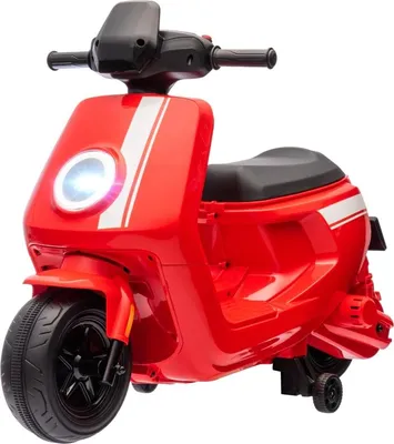 Produktbild von Fortuna Lai 6V Elektro-Motorrad für Kinder, mit Scheinwerfer und Musik, Vor- und Rückwärtsgang, Trainingsräder, 18-36 Monate, Rot