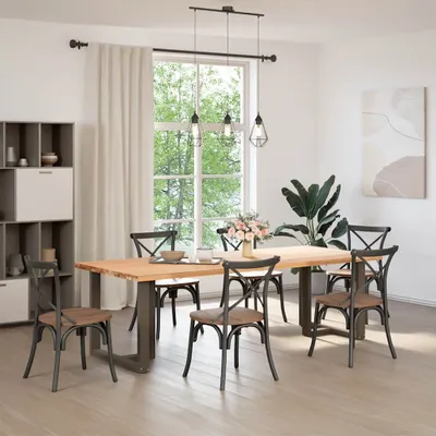 Immagine prodotto di Gambe per tavolo da pranzo a forma di T 2 pz nere 80x35x(72-73) cm in acciaio